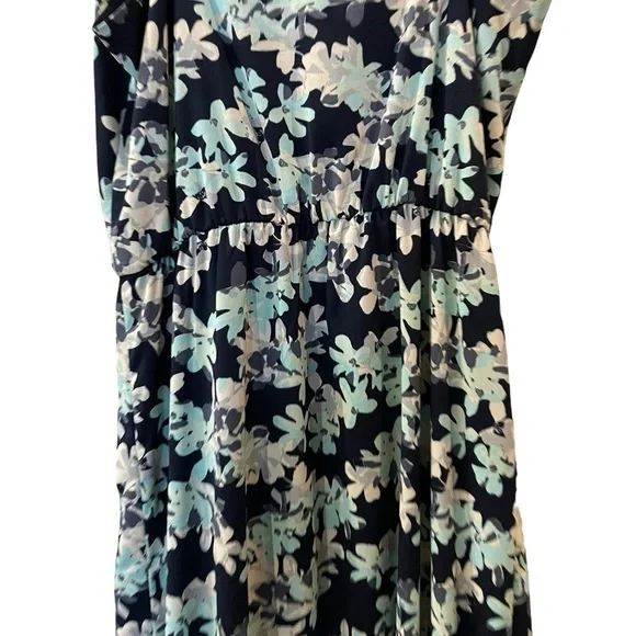 Banana Republic Faux Wrap Maxi Dress Floral Print Navy & Mint Size: 4 Petite - Picture 11 of 12